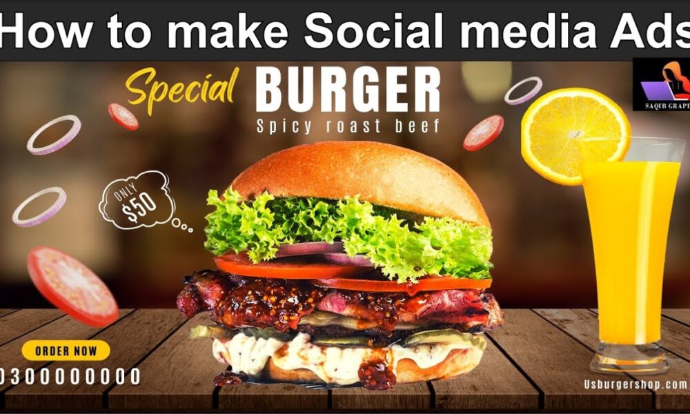 How to make Burger restaurant post and ads design in Canva for social ...