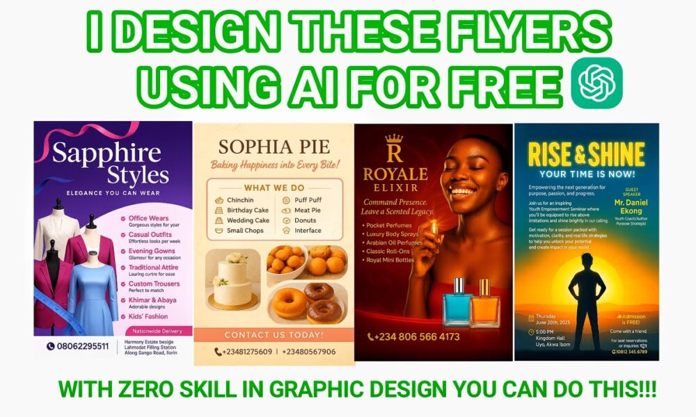 How to Design Flyers, Banners & Posters with FREE AI Tools (No pixellab ...